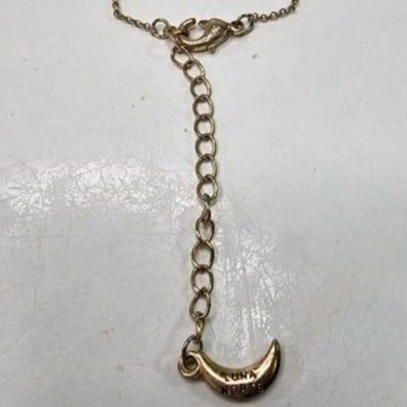 Luna Norte Gold Tone Chain w/ Clear Cut Pendant Necklace 18"L - Picture 5 of 6